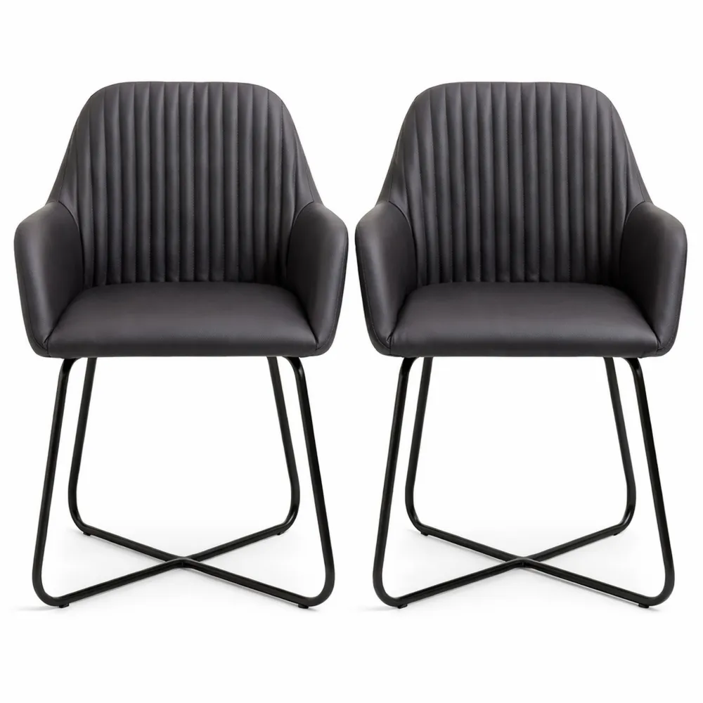 Set di 2 sedie moderne imbottite per sala da pranzo, cucina o soggiorno in similpelle marrone