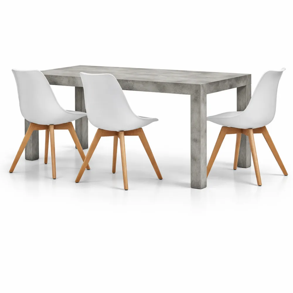 Tavolo Allungabile Grigio Cemento per Cucina e Soggiorno, 120x80x76 cm