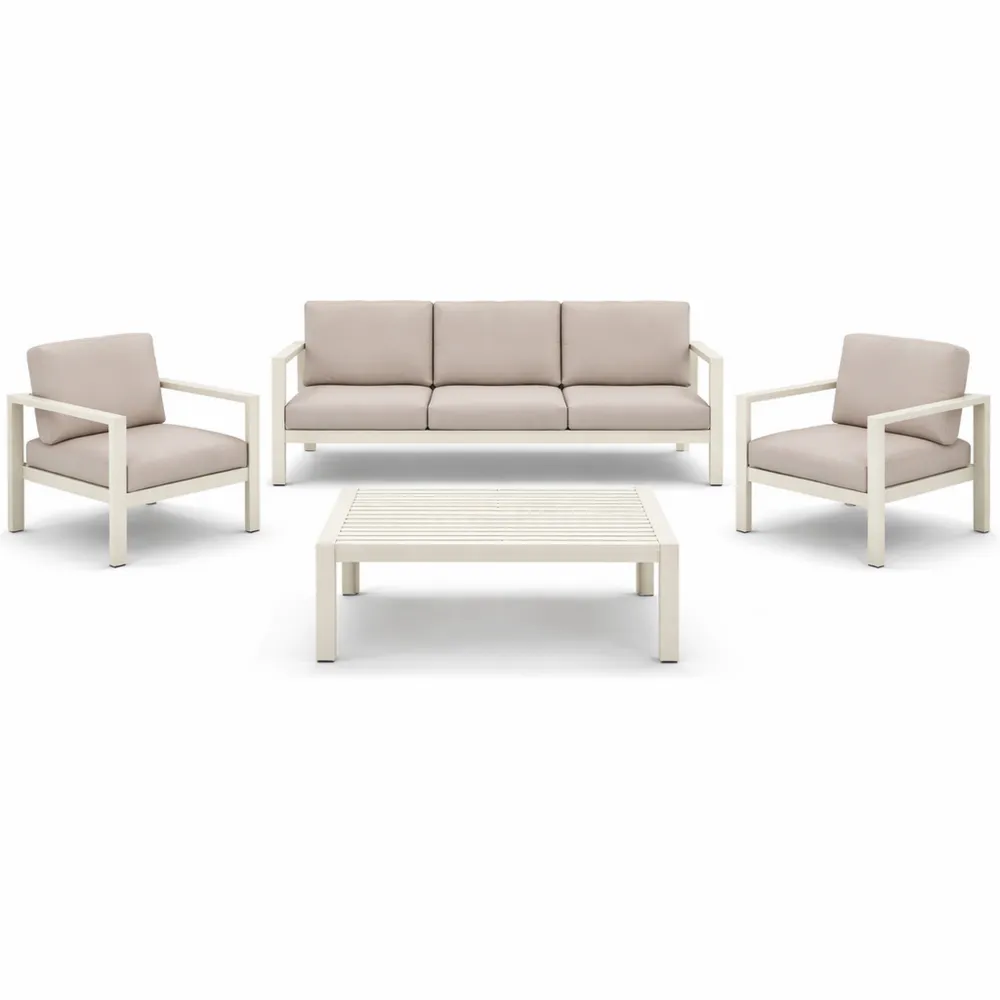 Set da giardino in alluminio con divano e poltrone sfoderabili