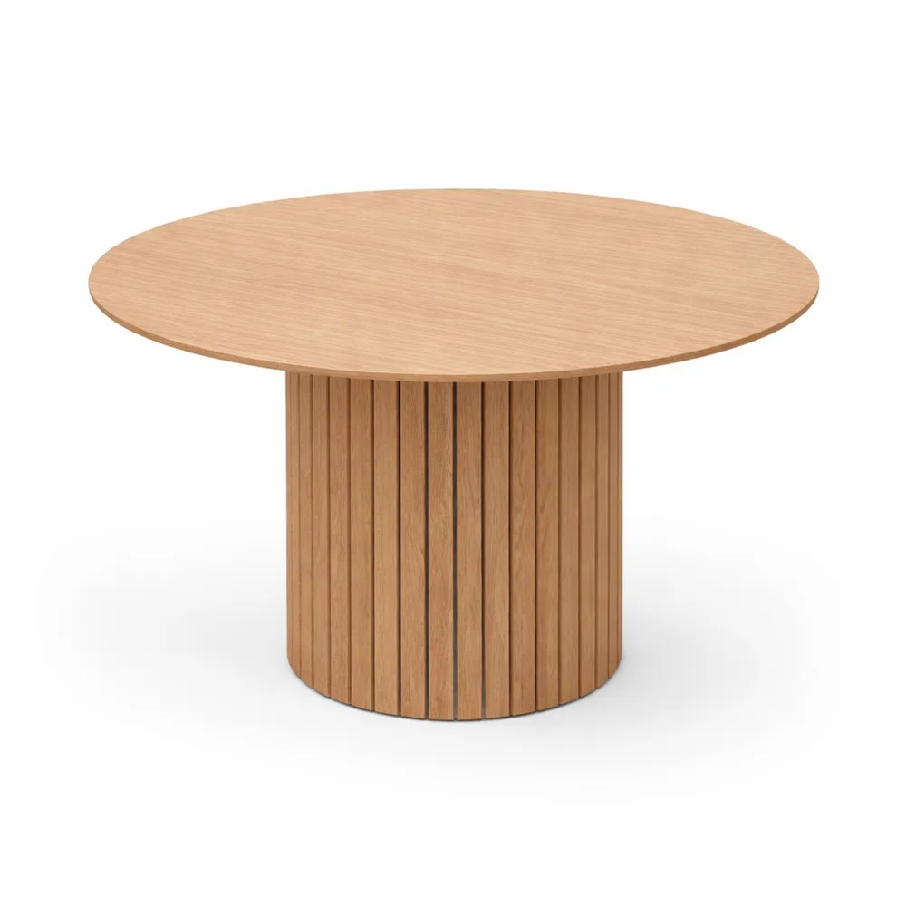 Tavolo Rotondo in Stile Moderno con Venature del Legno