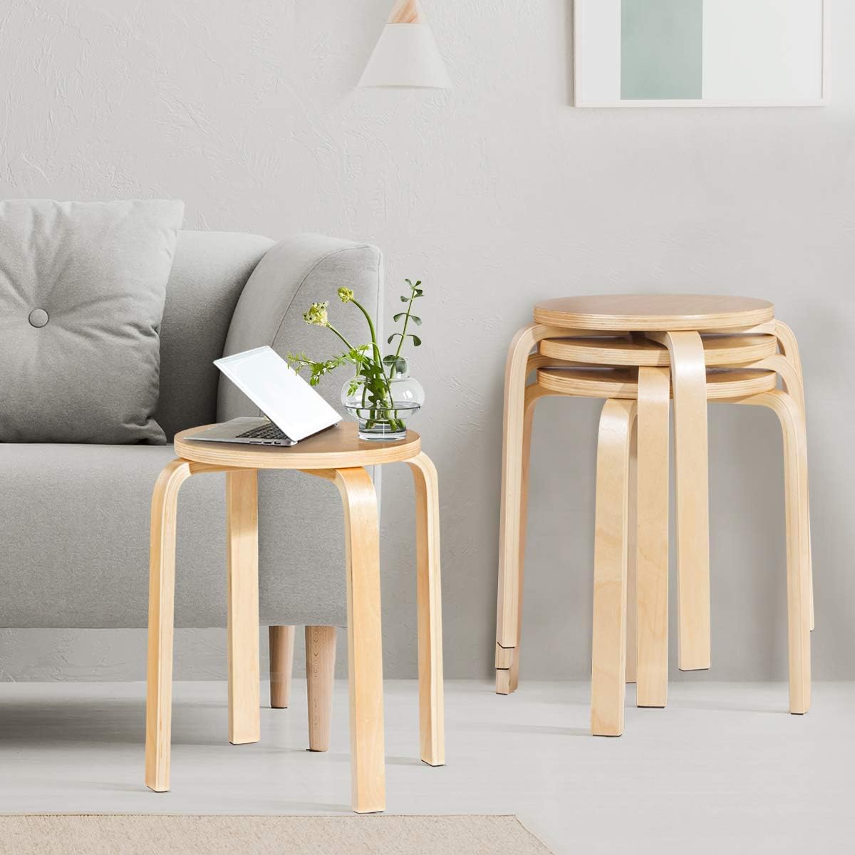 Stackable Bentwood Stools Set of 4