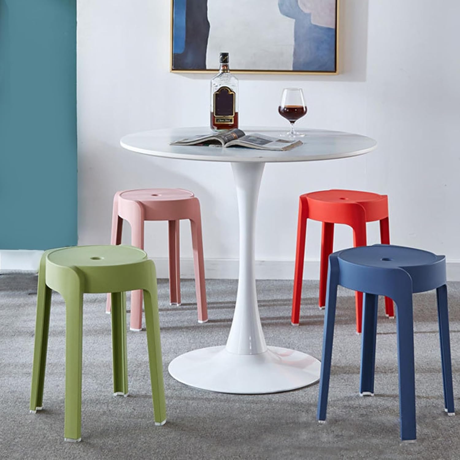 6 Pack Plastic Stackable Stools