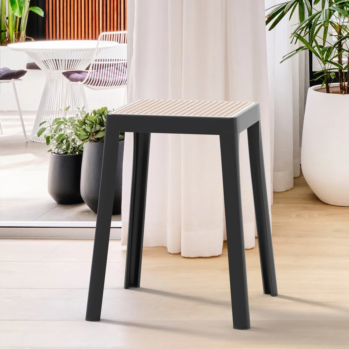 Square Stackable Plastic Stool 