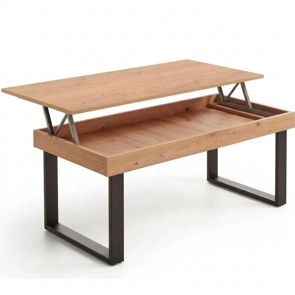 Mesa de Centro Elevable con Almacenamiento, Madera de Roble, 100 x 50 x 47 cm