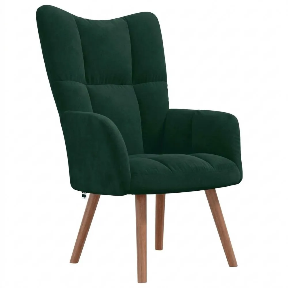 Sillón de Relajación de Terciopelo Verde Oscuro para Sala y Oficina