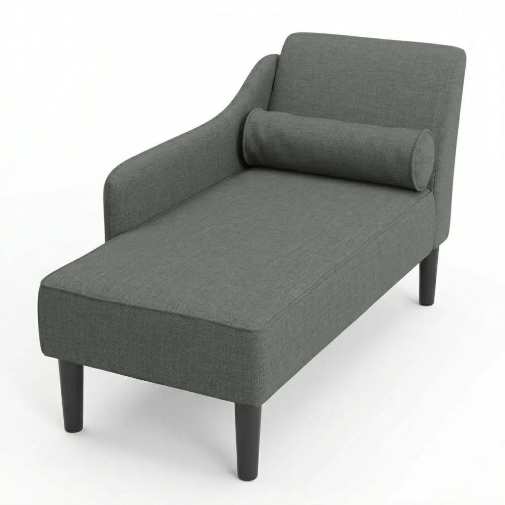 Sofá Chaise Longue de Tela Gris Oscuro