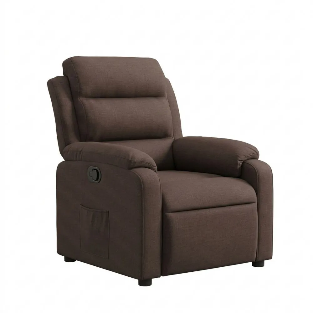 Sillón Reclinable Tapizado Marrón Oscuro Manual