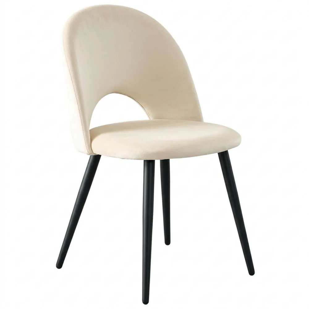 Conjunto de 4 sillas modernas de comedor tapizadas en terciopelo suave con patas de metal, ideal para comedores, salones y dormitorios - Beige