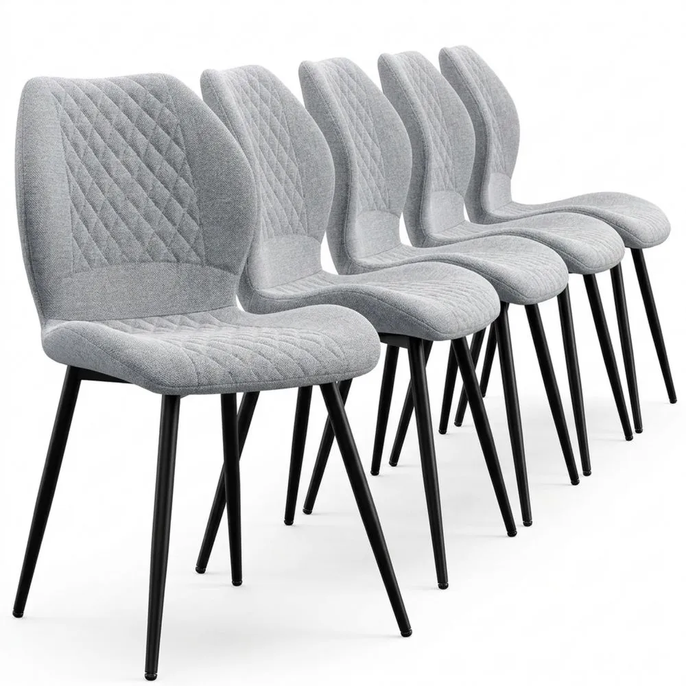 Juego de 6 sillas tapizadas ergonómicas para comedor y sala de estar, color gris