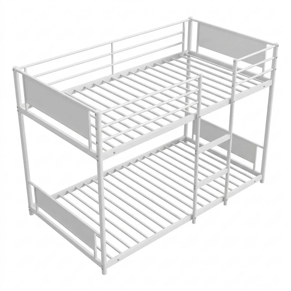 Litera Juvenil Metálica con Escalera 75 x 190 cm - Blanco