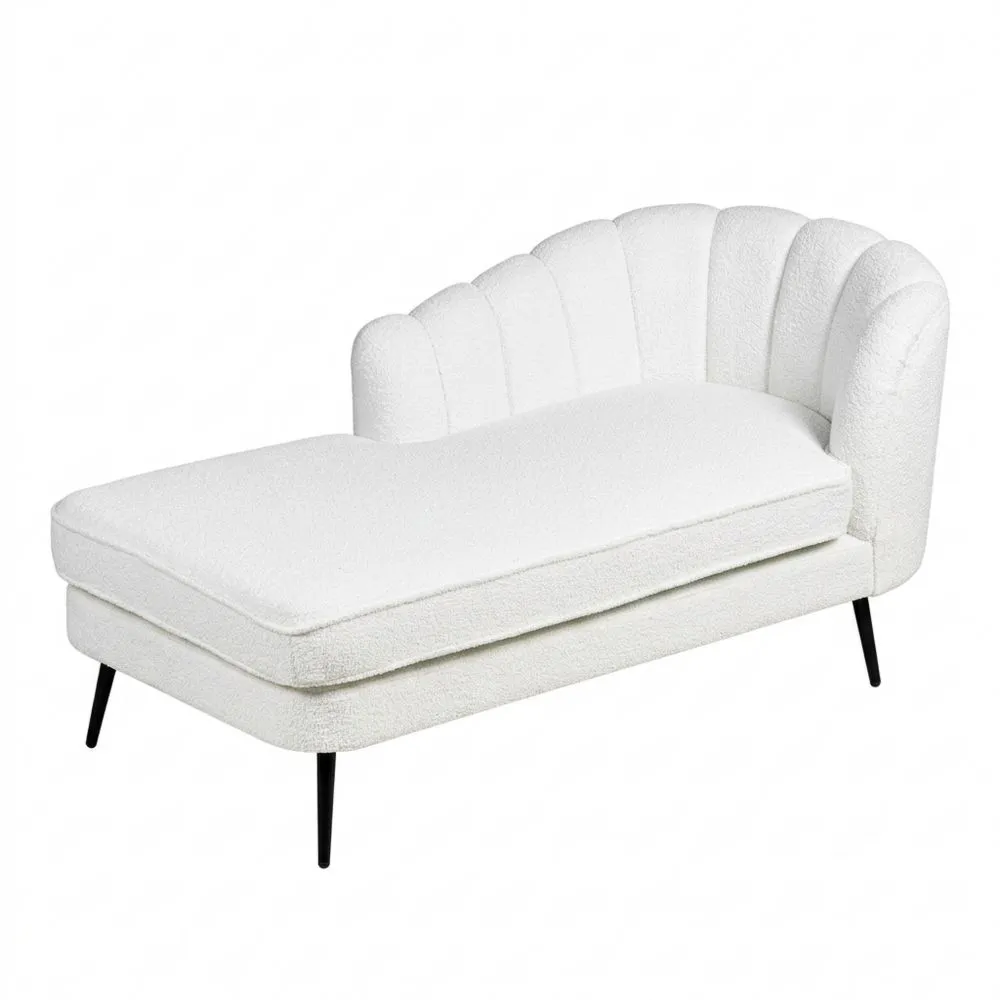 Chaise Longue Diseño Moderno Tapizado de Metal en Blanco Crema