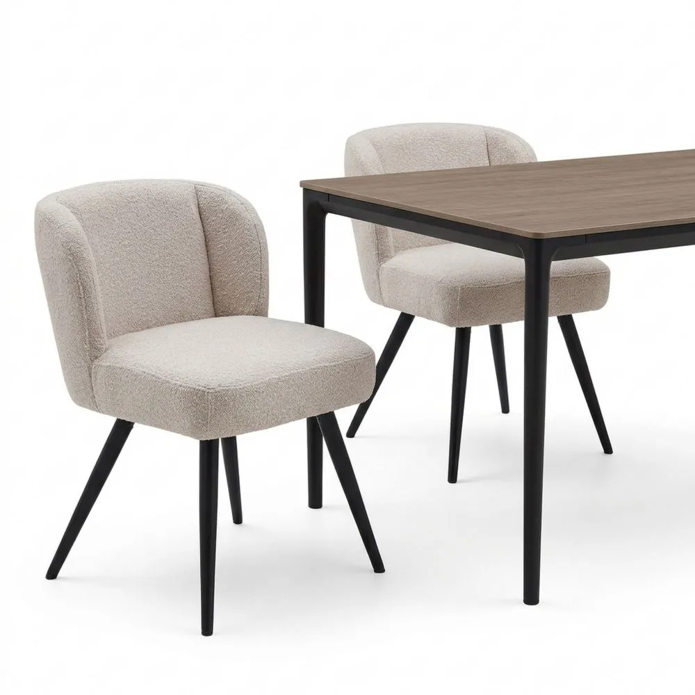 Juego de 2 sillas de comedor tapizadas en lino con asiento suave