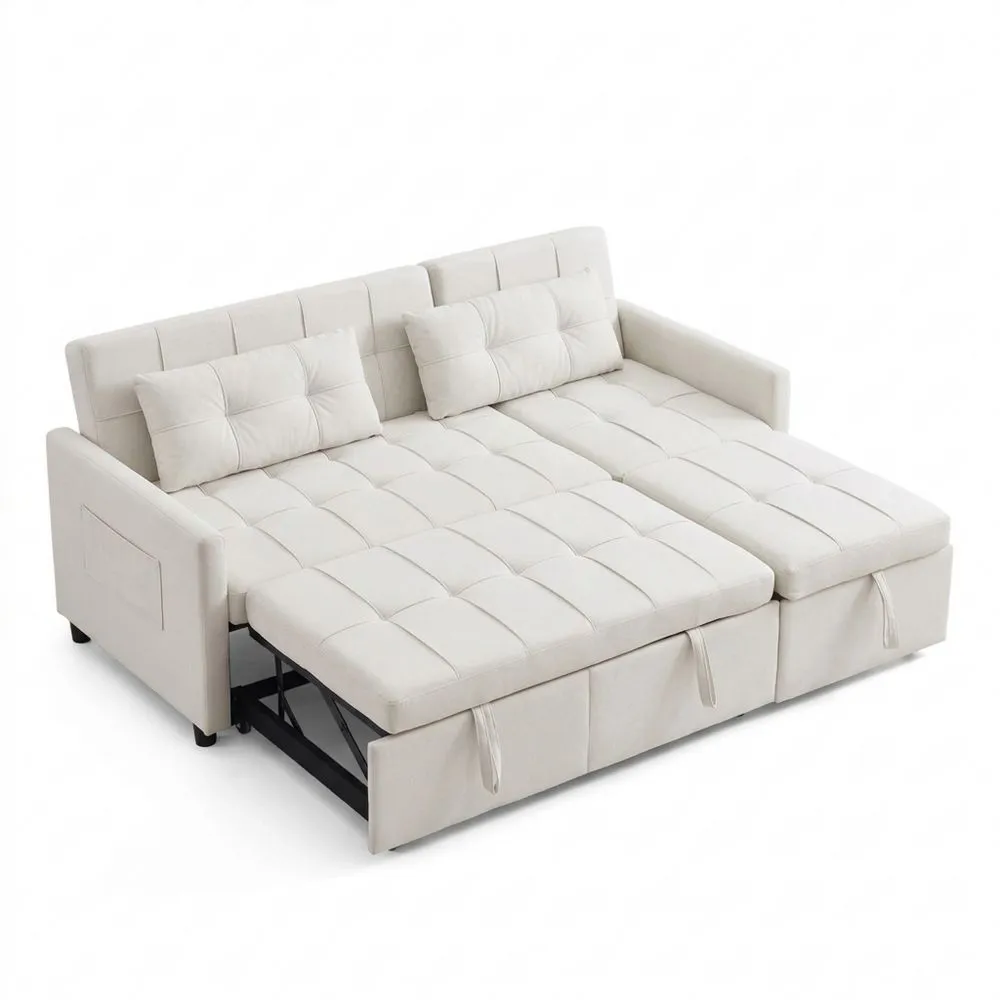 Sofá Seccional de 3 Plazas con Respaldo Ajustable y Espacio de Almacenamiento