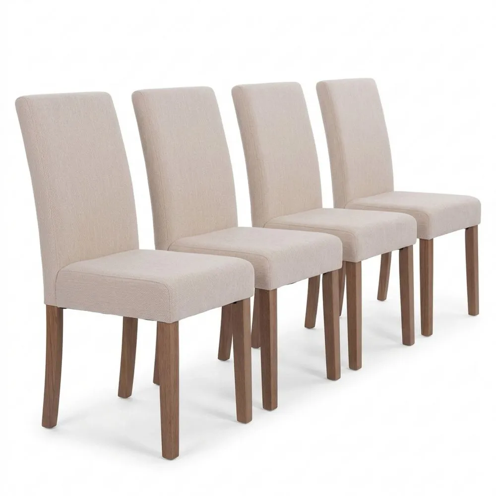 Conjunto de 4 sillas de comedor crema con patas naturales