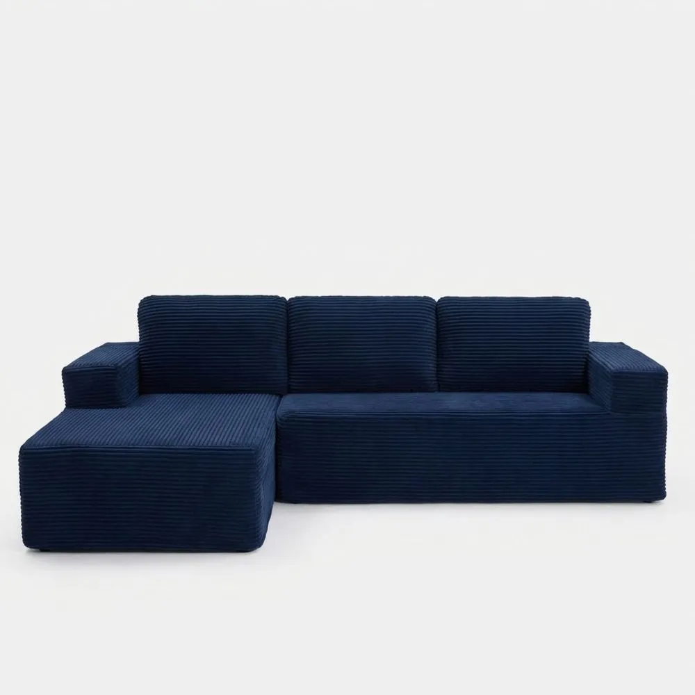 Sofá Rinconero Modular con Cama Funcional y Chaise Longue Derecha - Tapizado en Pana, Asiento Profundo - Sofá Cama para Sala de Estar