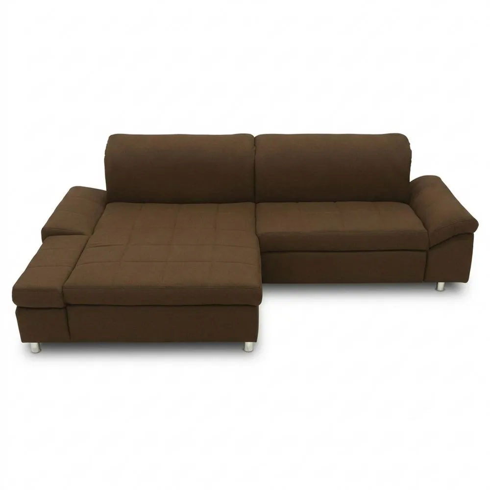 Sofá Rinconera en Forma de L Acolchado, Marrón Oscuro, 260 x 178 x 80 cm