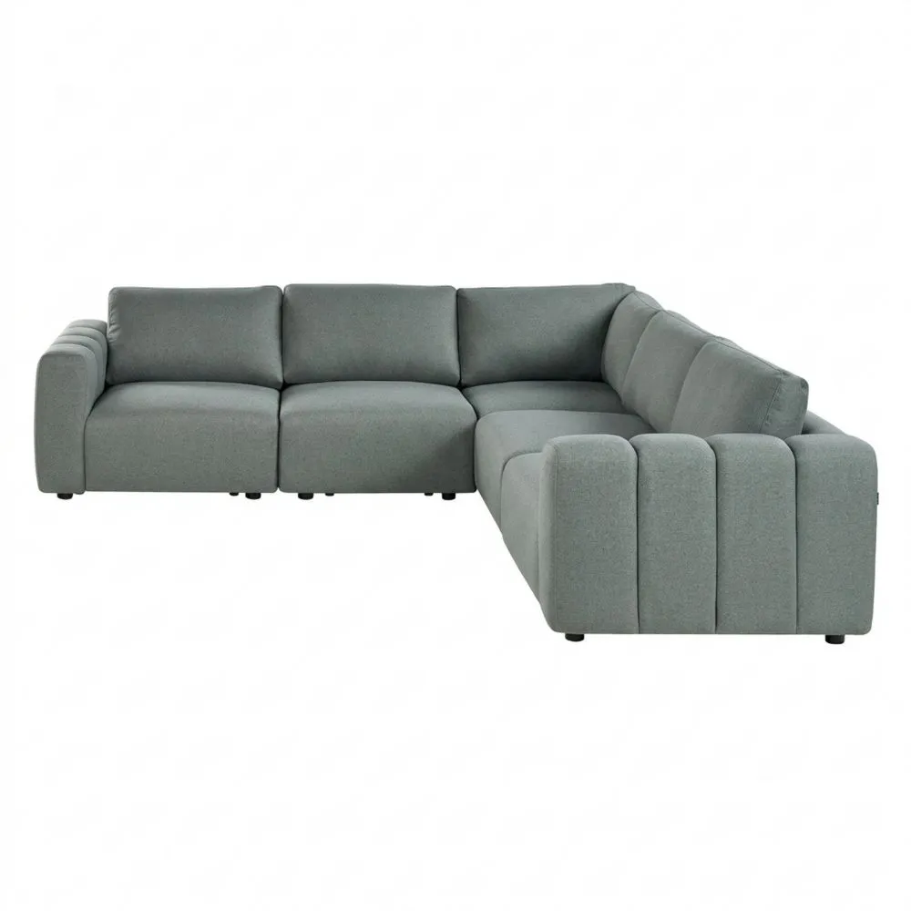 Sofá esquinero izquierdo moderno 5 plazas tela verde