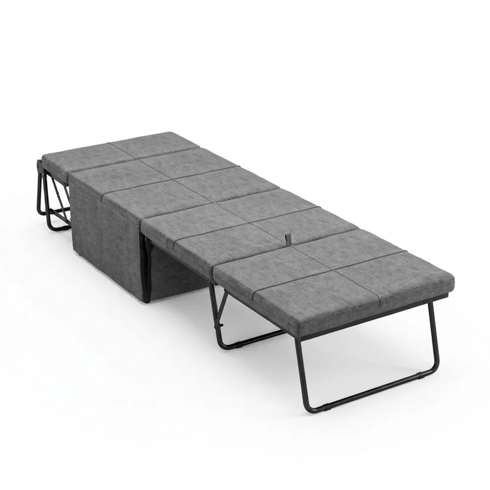 Cama Plegable con Colchón de Espuma 68 x 180 cm para Invitados, Gris