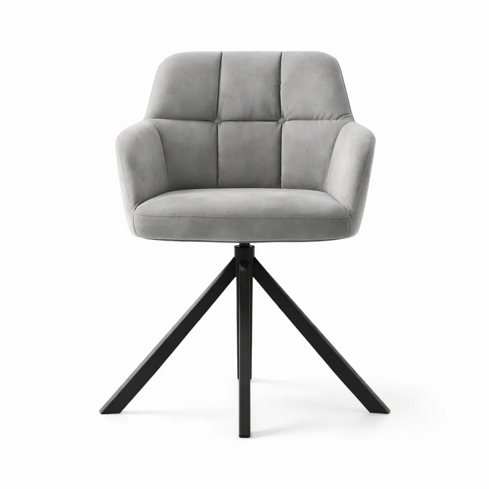 Poltrona Girevole in Velluto con Braccioli per Ufficio e Camera da Letto, Grigio-Doucefoyers