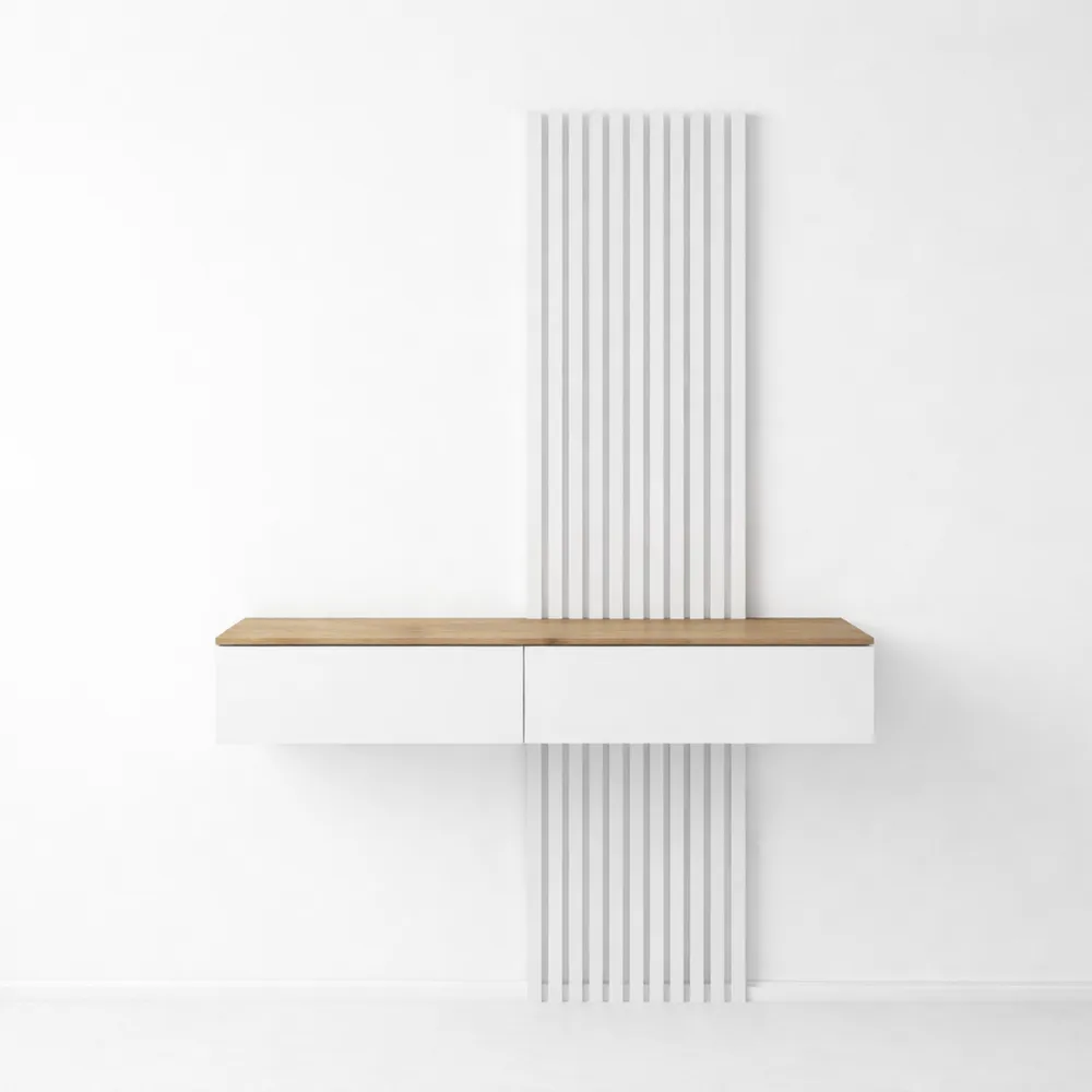 Tavolo da toeletta in legno bianco con cassetti-Doucefoyers