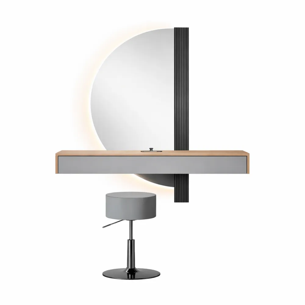 Tavolo da Toeletta con Illuminazione e Sgabello, 120 cm, Grigio-Doucefoyers