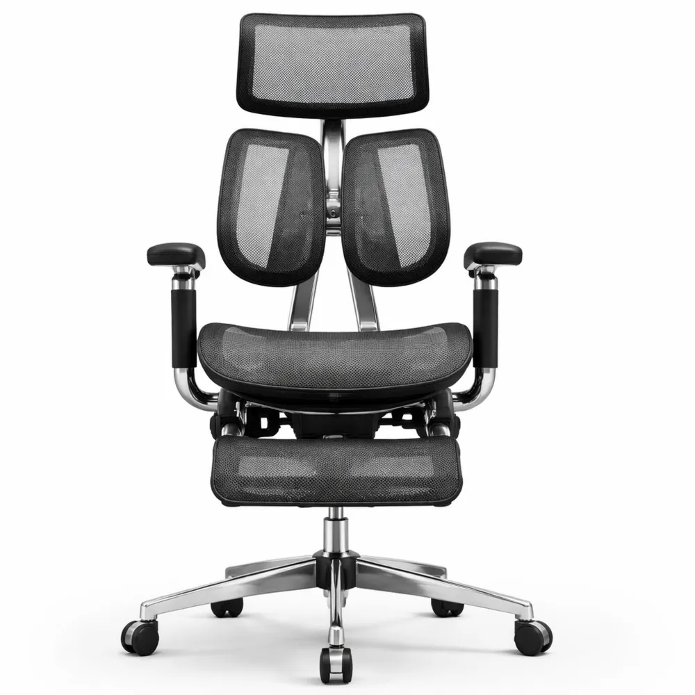 Sedia Ergonomica da Ufficio con Poggiapiedi e Braccioli Regolabili-Doucefoyers