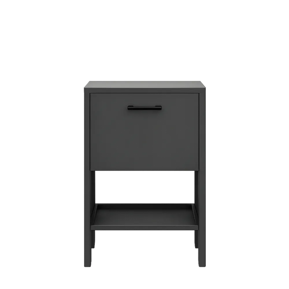 Comodino Basso in Antracite 30x30x55 cm-Doucefoyers