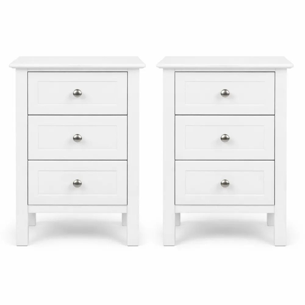 Set di 2 Comodini con 3 Cassetti Stile Shabby Chic-Doucefoyers