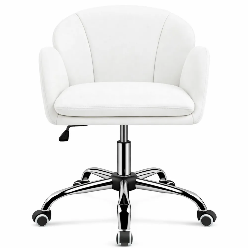 Sedia da Ufficio Bianca in Finta Pelle Reclinabile e Regolabile-Doucefoyers