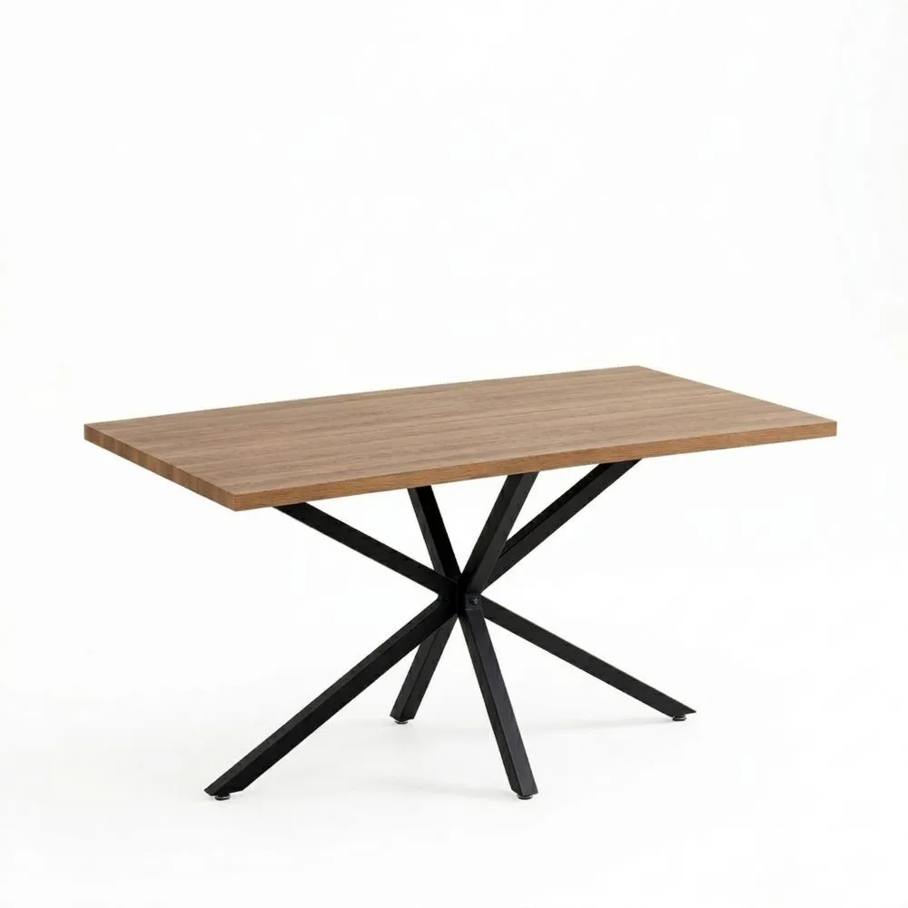 Mesa de Comedor Moderna de 140 cm, Ideal para Salón y Comedor, Marrón Oscuro