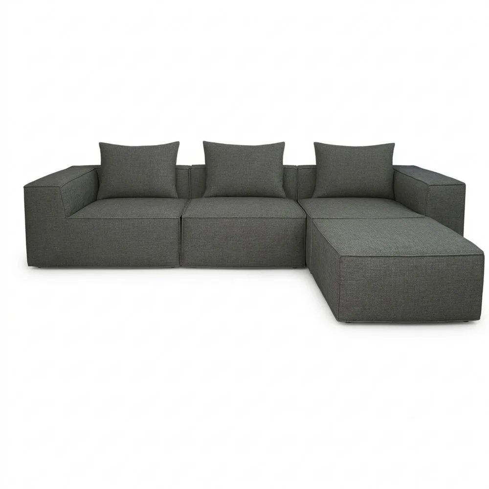 Sofá Modular con Ottoman Expandible 63 x 270 x 190 cm - Gris Oscuro