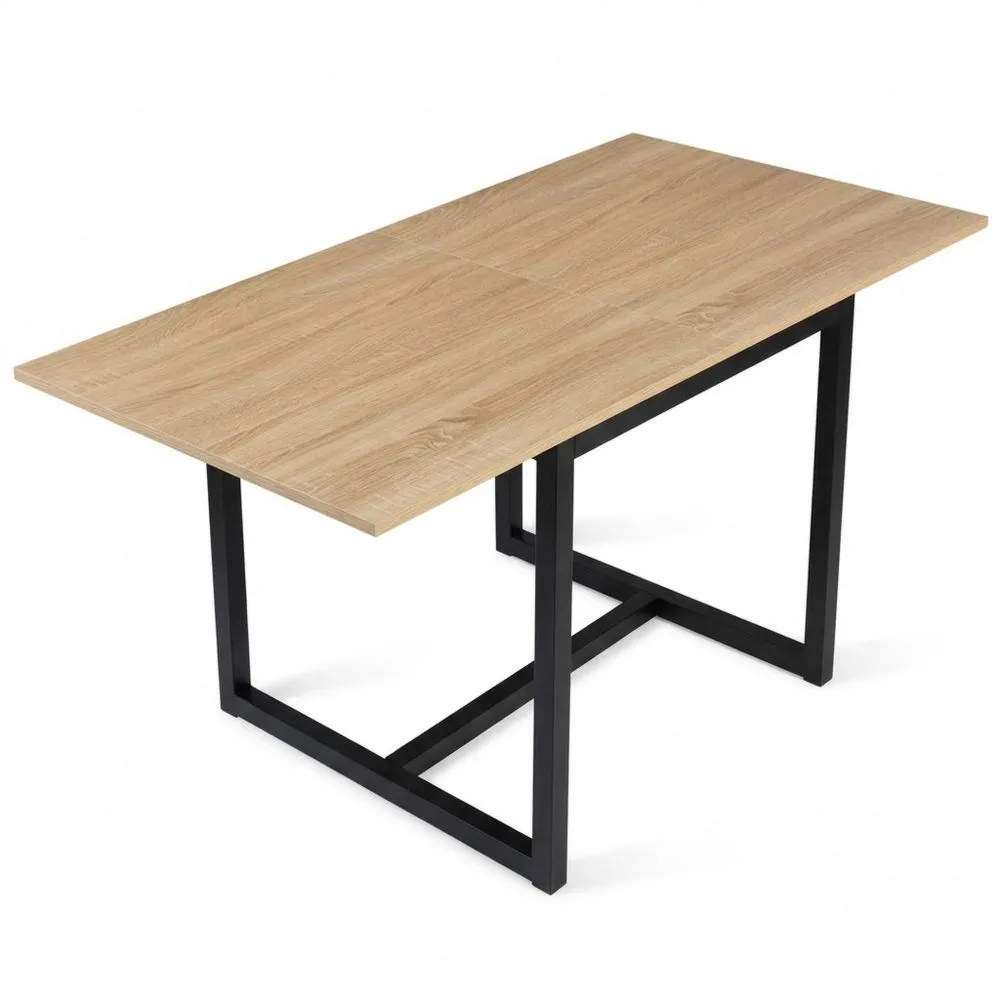 Mesa de Comedor Extensible Rectangular para 6-8 Personas, Diseño Industrial 80-160 cm
