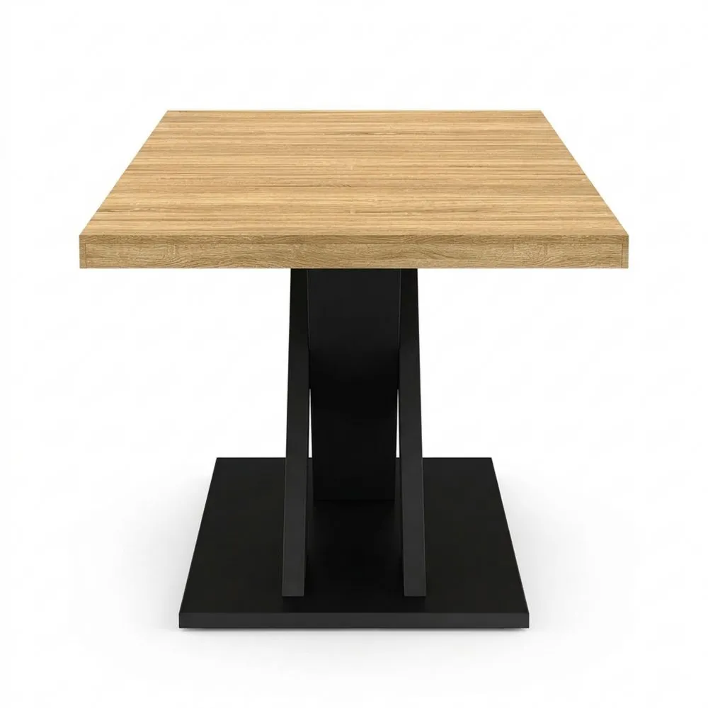 Mesa de comedor extensible para 6-10 personas en madera y negro 160-200 cm