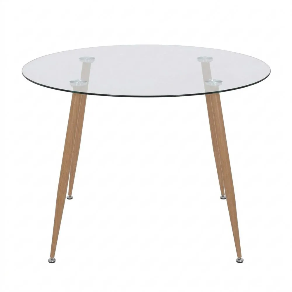 Mesa de Comedor Redonda de Cristal Transparente para 4 a 6 Personas