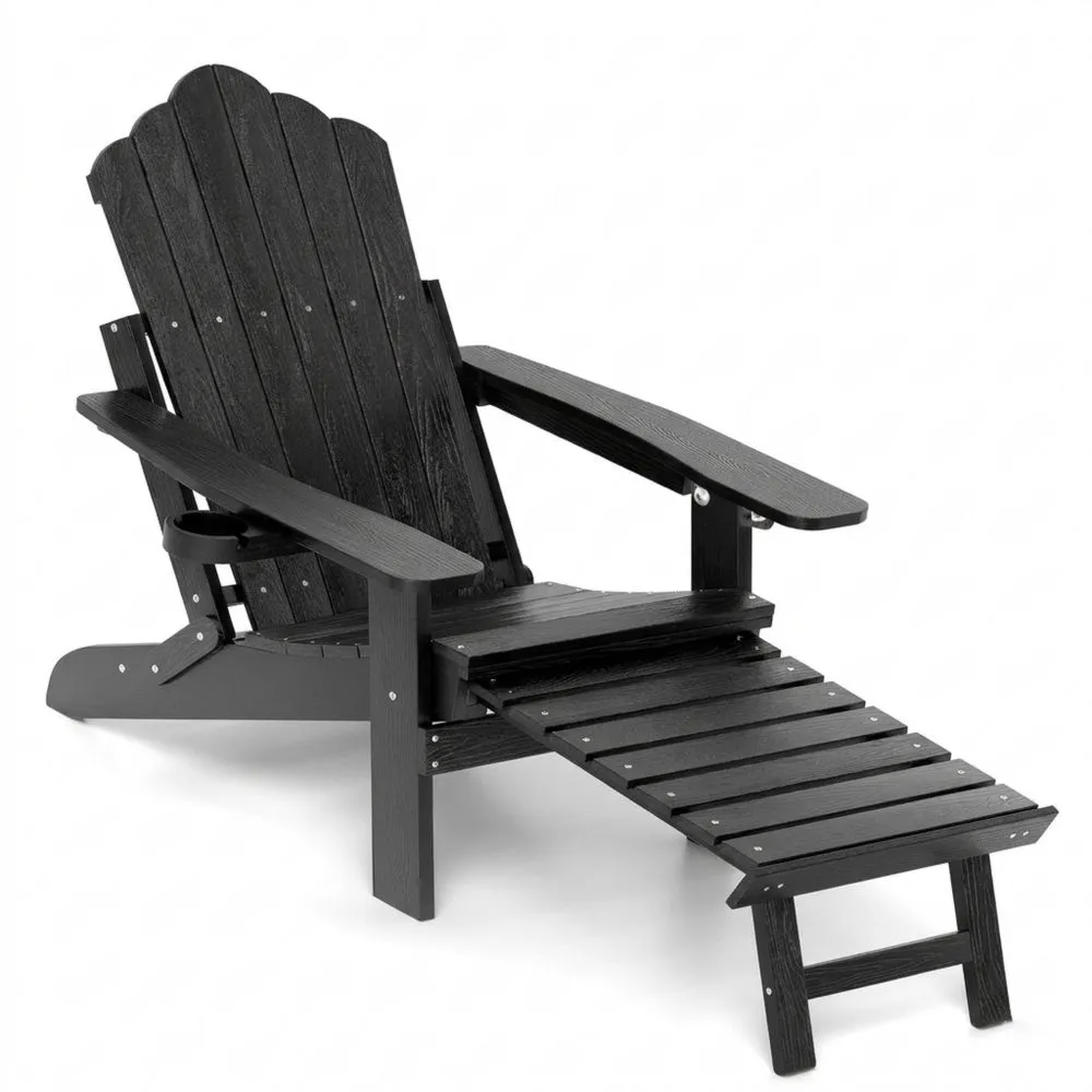 Silla Adirondack con Reposapiés y Respaldo Ajustable de 4 Niveles para Jardín Exterior