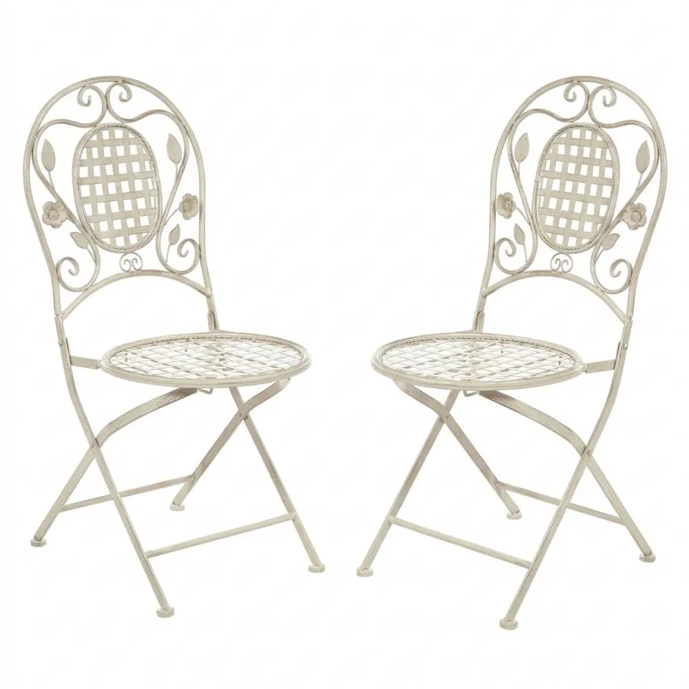 Juego de 2 sillas de balcón plegables de hierro estilo retro francés para exteriores