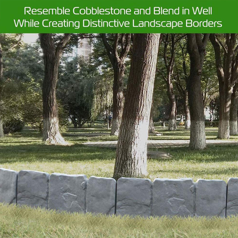 Faux Stone Garden Edging Border – 10 Pcs Outdoor Lawn & Flower Bed Border