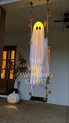 Illuminated swinging ghost Halloween decoration
