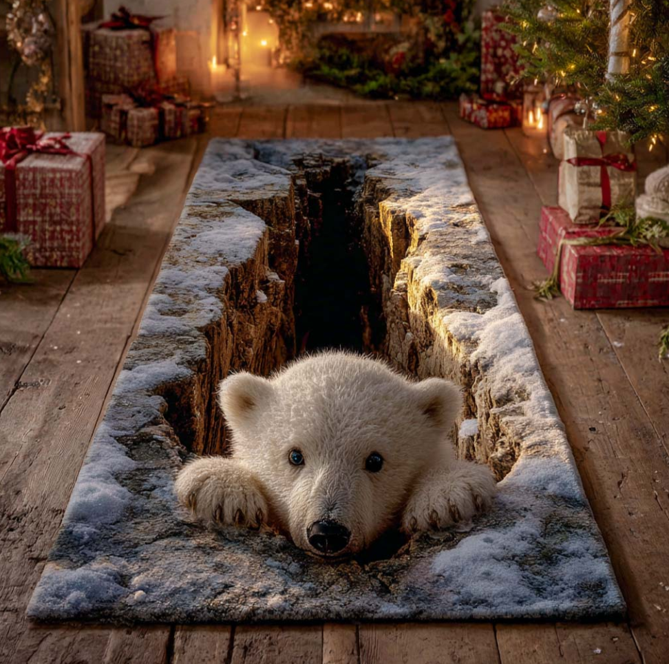 3D Stereoscopic Runner Carpet with Cat Bee Dragonfly Bear Turtle Polar Bear Patterns High-Density Polyester Non-Slip Wear-Resistant Washable Hallway Rug for Corridor Living Room Home Decor