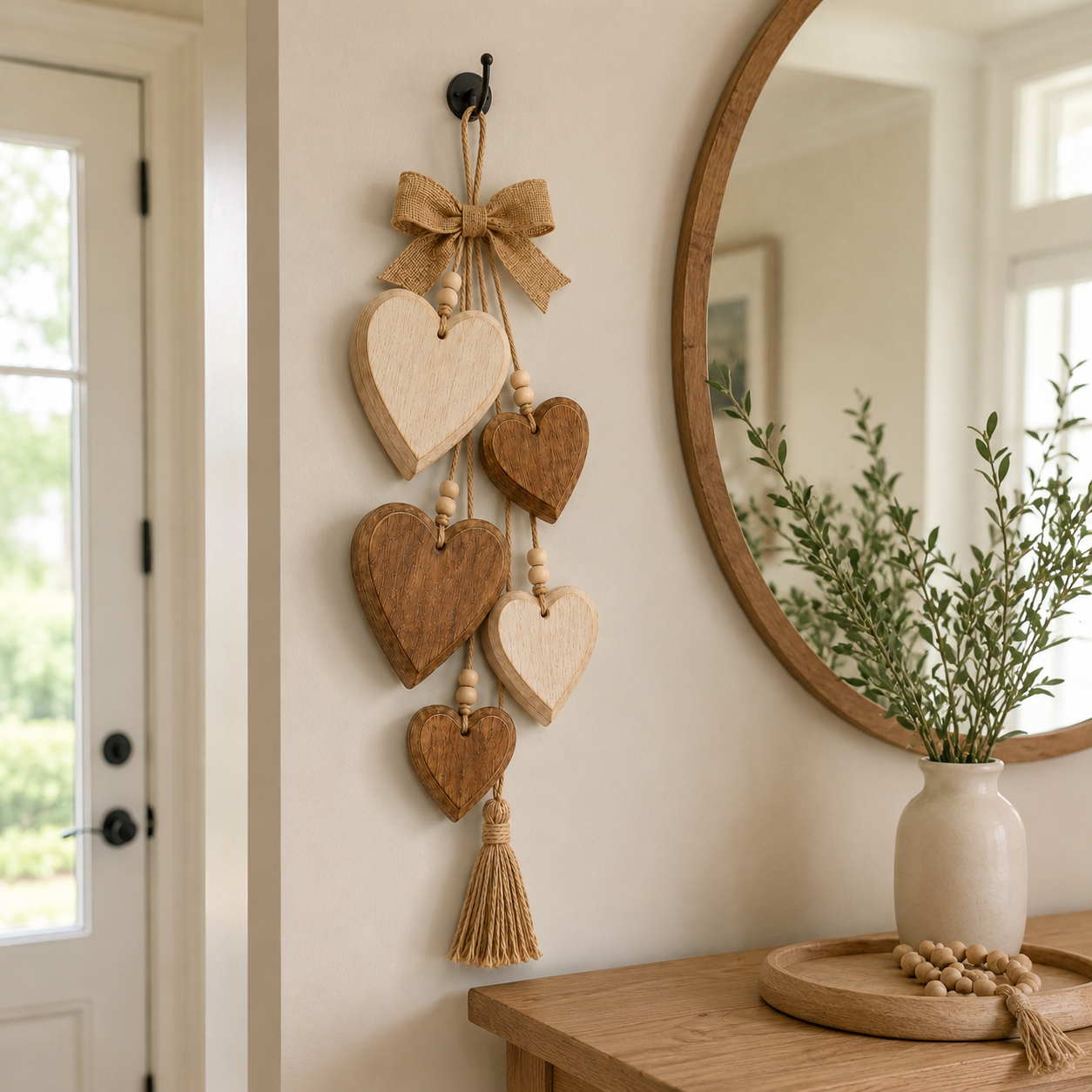 Rustic Solid Wood Heart Wall Hanging