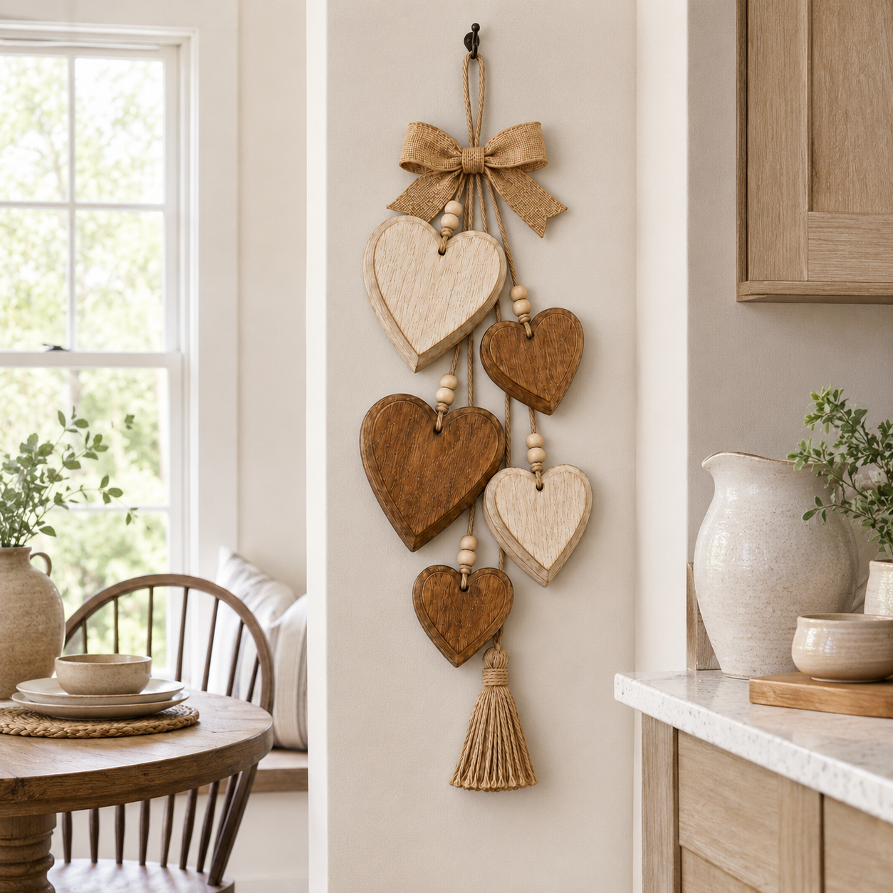 Rustic Solid Wood Heart Wall Hanging