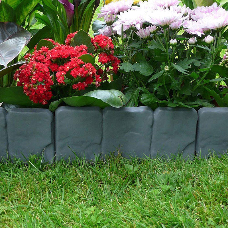 Faux Stone Garden Edging Border – 10 Pcs Outdoor Lawn & Flower Bed Border