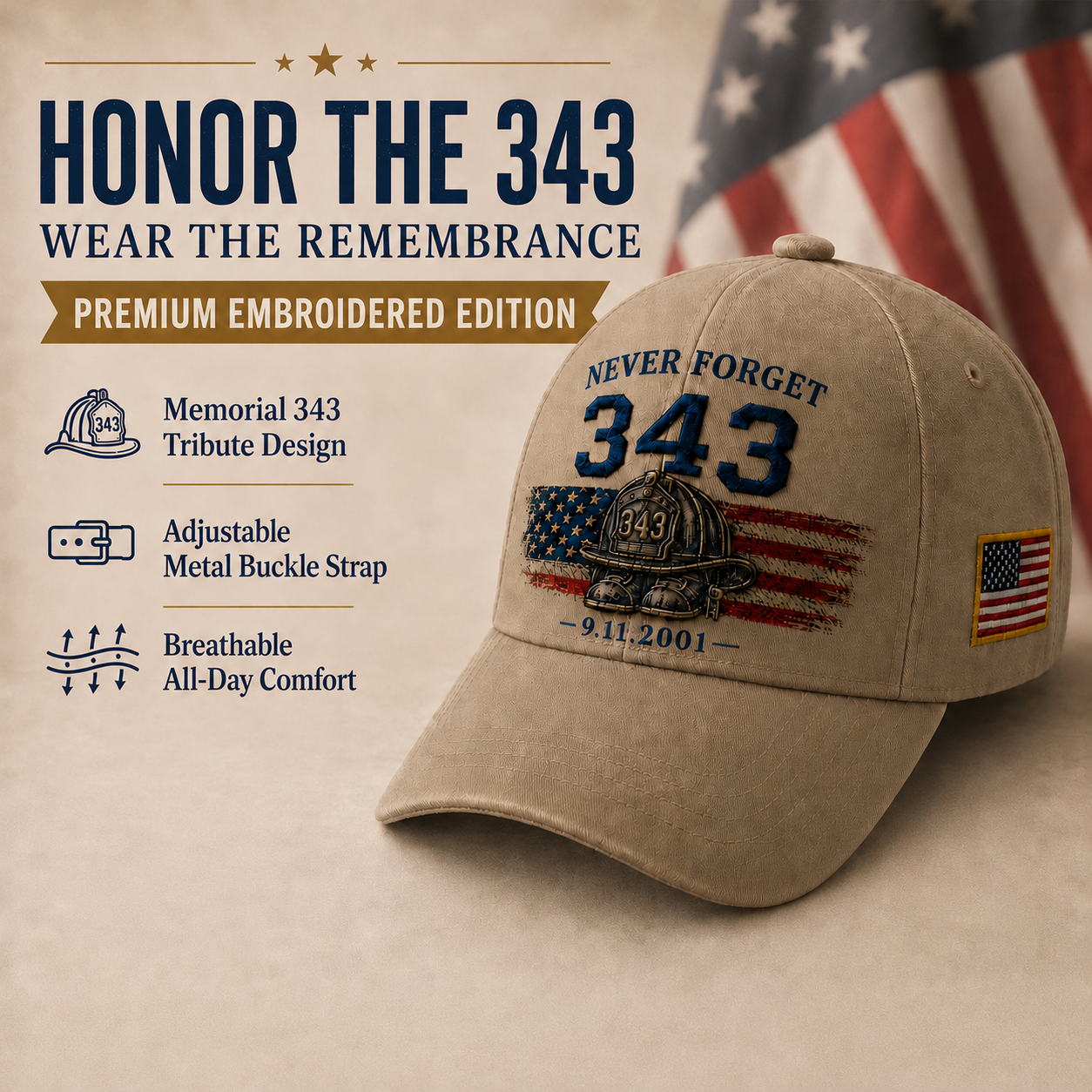🧢Never Forget 343 Memorial Cap