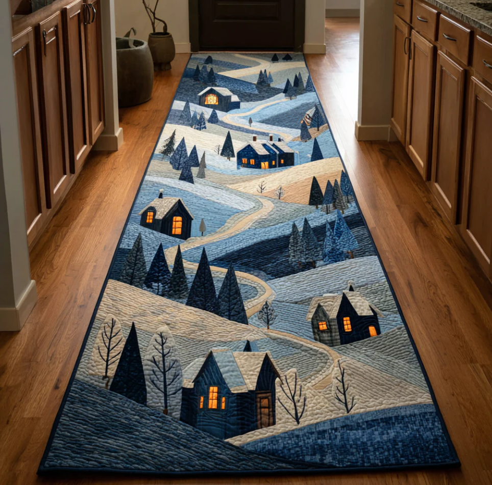 Whimsical 3D Visual Runner Carpet with Dragonfly Dragon Fishing Pawprint Themed Pattern Non-Slip Wear-Resistant Fabric Mat for Hallway Decoration