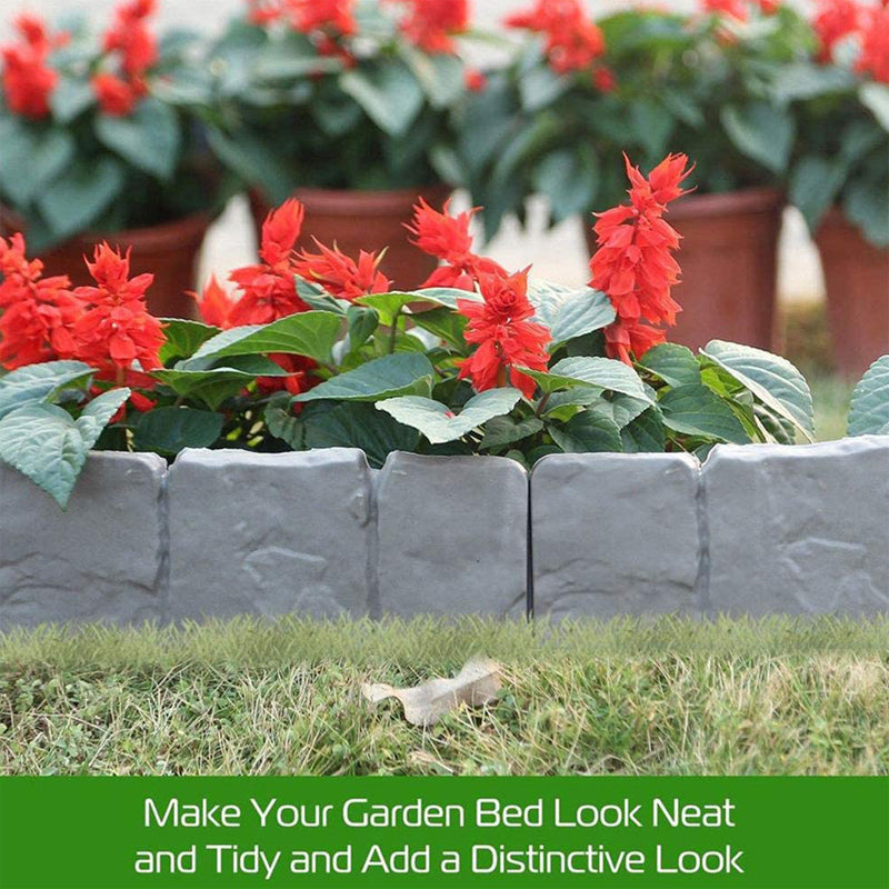 Faux Stone Garden Edging Border – 10 Pcs Outdoor Lawn & Flower Bed Border