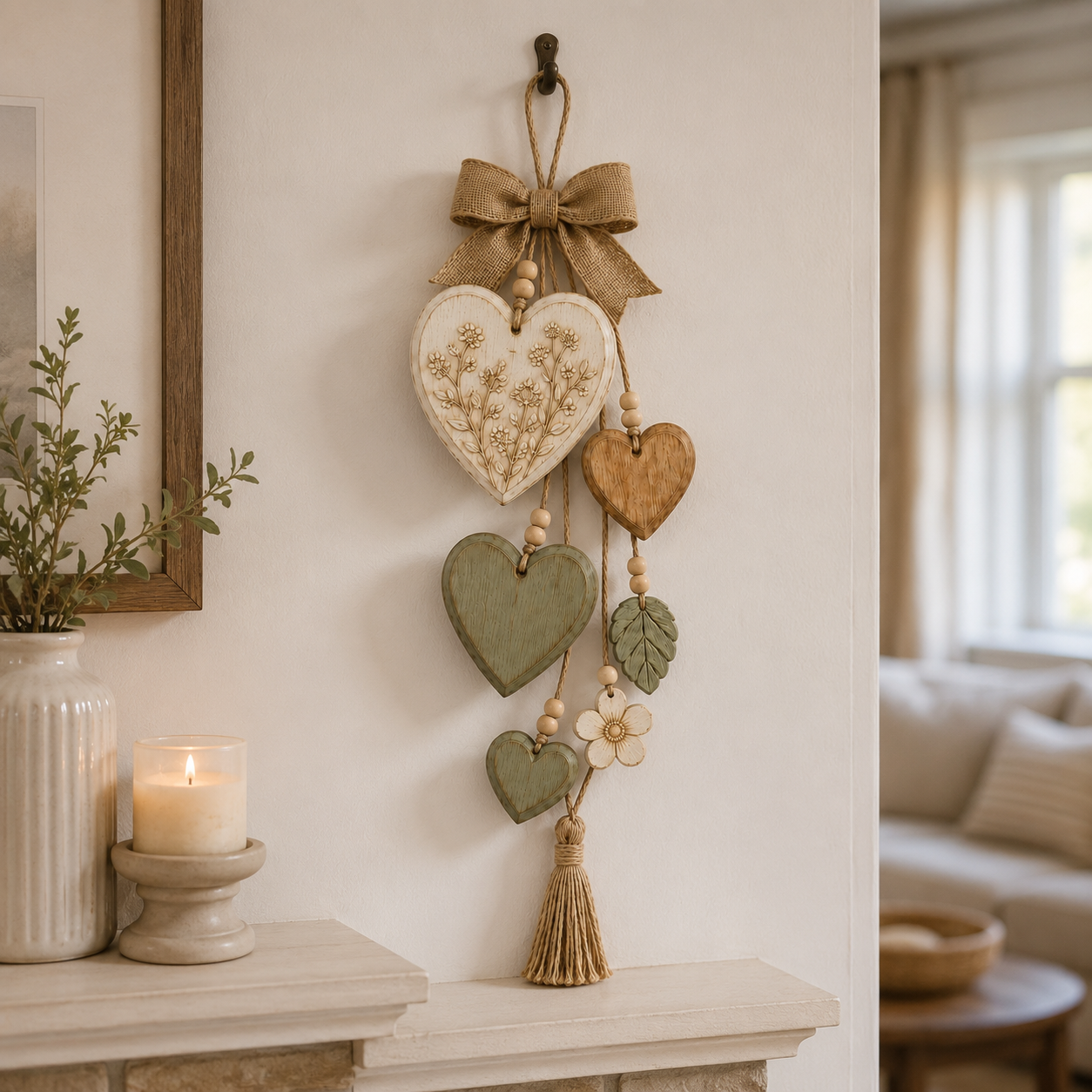 Rustic Solid Wood Heart Wall Hanging