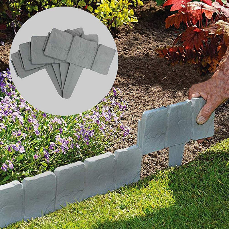 Faux Stone Garden Edging Border – 10 Pcs Outdoor Lawn & Flower Bed Border