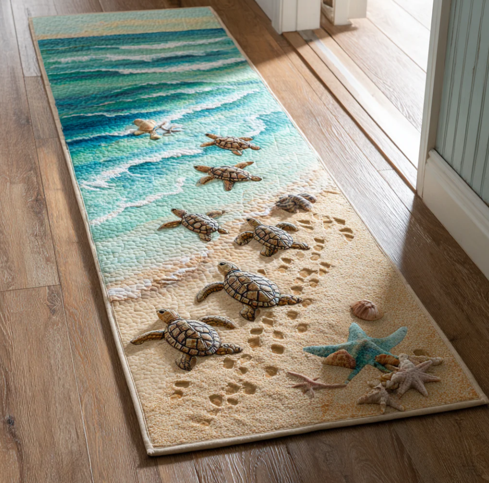 3D Stereoscopic Runner Carpet with Cat Bee Dragonfly Bear Turtle Polar Bear Patterns High-Density Polyester Non-Slip Wear-Resistant Washable Hallway Rug for Corridor Living Room Home Decor