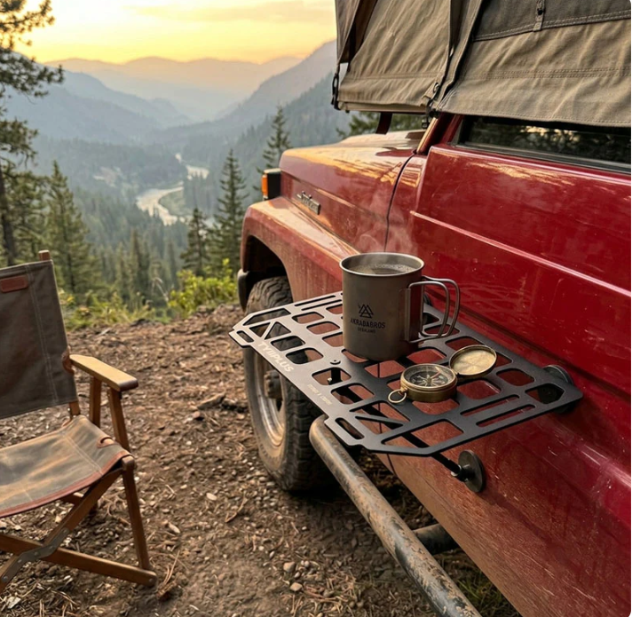 Heavy-Duty Magnetic Vehicle Side Table | Portable Grid Camp Desk