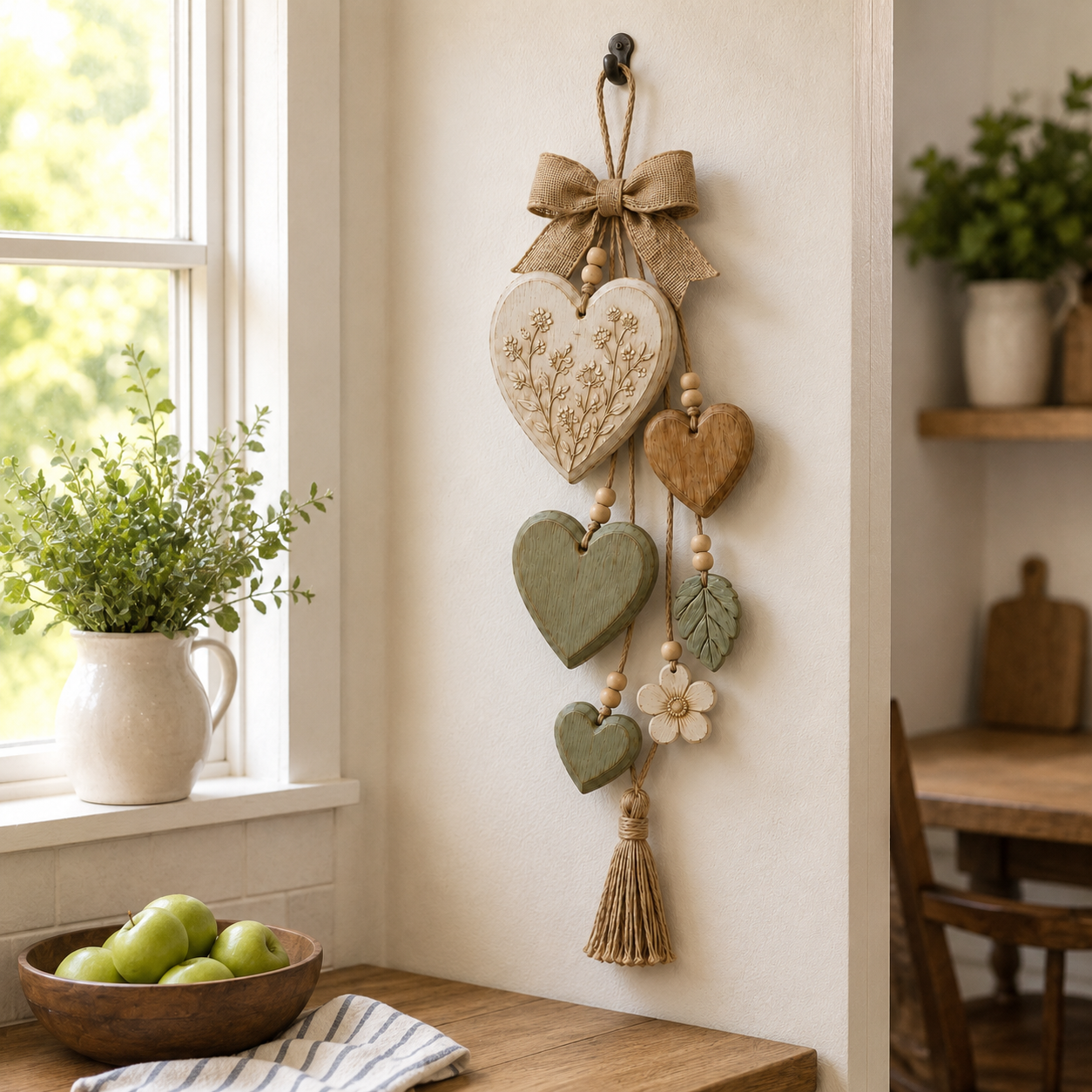 Rustic Solid Wood Heart Wall Hanging